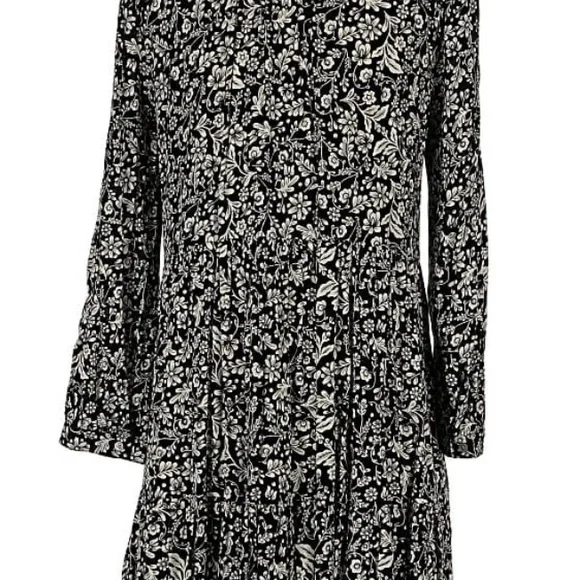 J.CREW Hadid shirt dress in a black and white bouquet print sz L - Picture 13 of 13